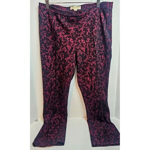 Michael Michael Kors Red/Black Lace Overlay Pants,‎ Size 12, Stretch Side Zip